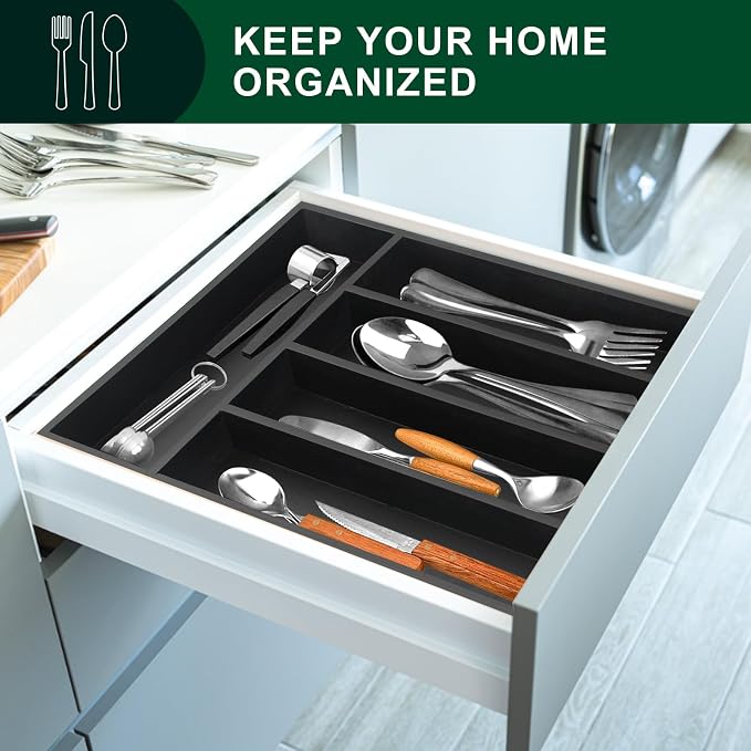 Small Silverware Organizer Utensil Tray 13"x9" Kitchen Drawer Organizers and - Image 2