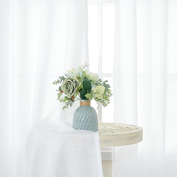 YoungsTex 72 Inch Length White Linen Curtains - Image 3