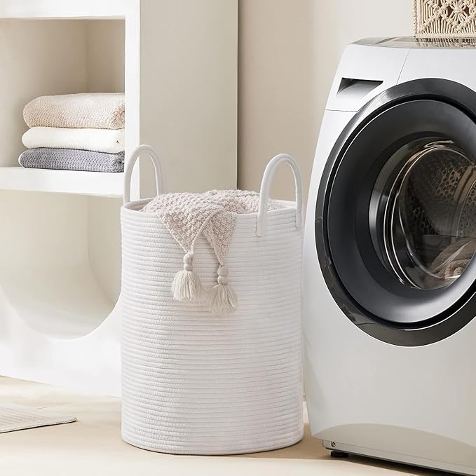 Woven Rope Laundry Hamper Basket by YOUDENOVA, 58L Tall Laundry Basket - Image 6