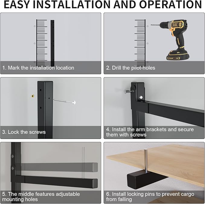 Lumber Storage Rack, Upgrade Cantilever Folding Lumber Rack Wall Mount - Image 8