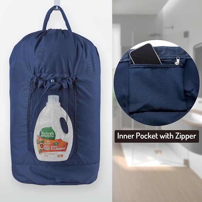 Laundry Bag Backpack with Detergent Holder and Adjustable Shoulder Straps - Image 4