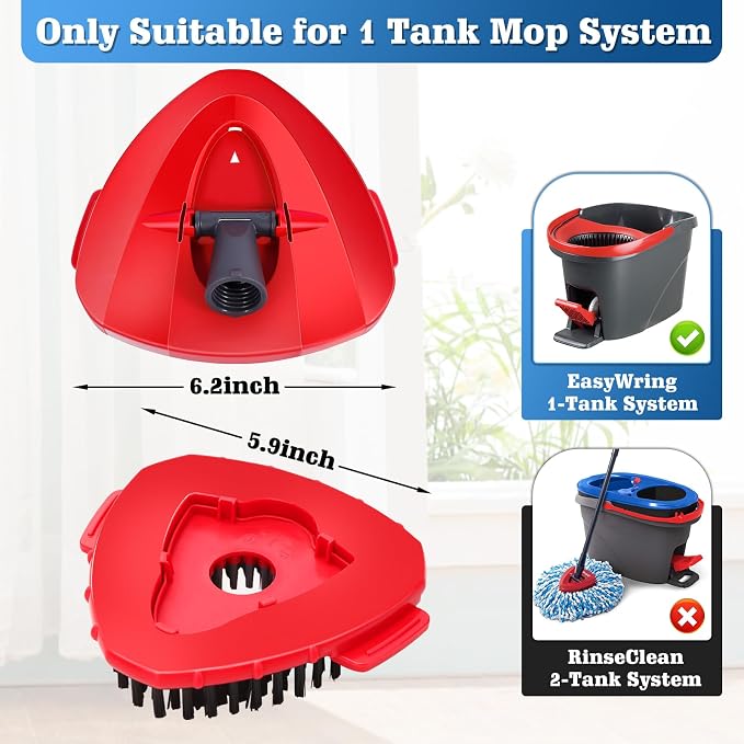 2 Pcs Full-Coverage Spin Mop Scrub Brush Head and 1 Mop Base Part Replacement - Image 2