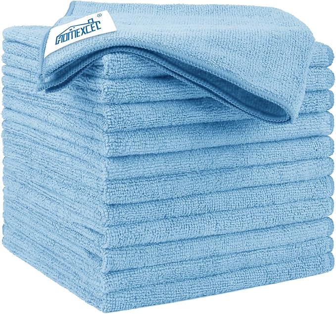 HOMEXCEL Blue Microfiber Cleaning Cloth 12 Pack, 12.5 x 12.5 inch Microfiber by HOMEXCEL