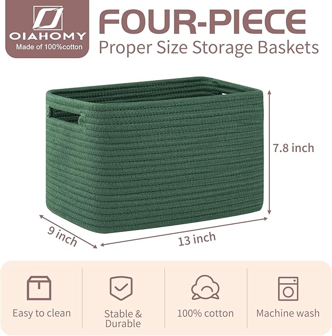OIAHOMY 4 Pack Storage Baskets for Organizing, Cube Storage Bins for Shelves - Image 2