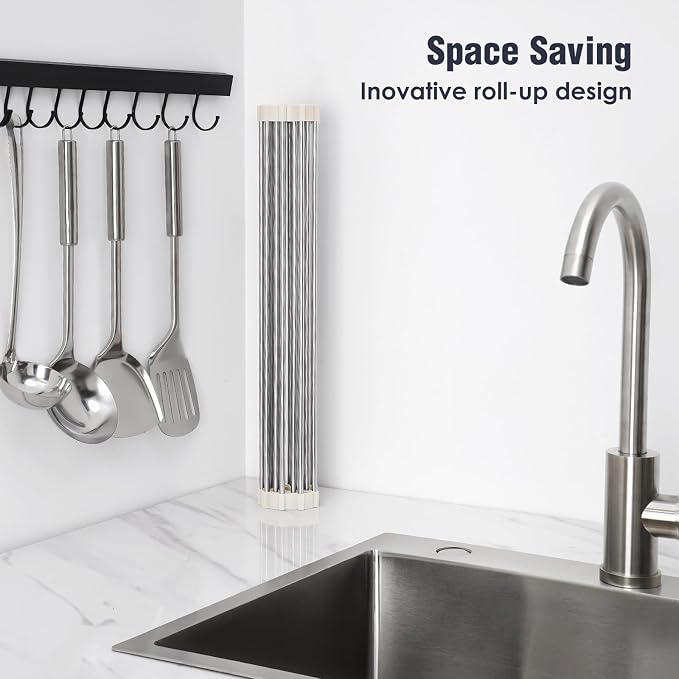 Tomorotec 17.7" x 12.5" Roll Up Dish Drying Rack Over Sink Drying Rack Sink - Image 3