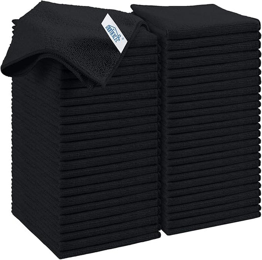 HOMEXCEL Black Microfiber Cleaning Cloth, 50 Pack Cleaning Towels by HOMEXCEL