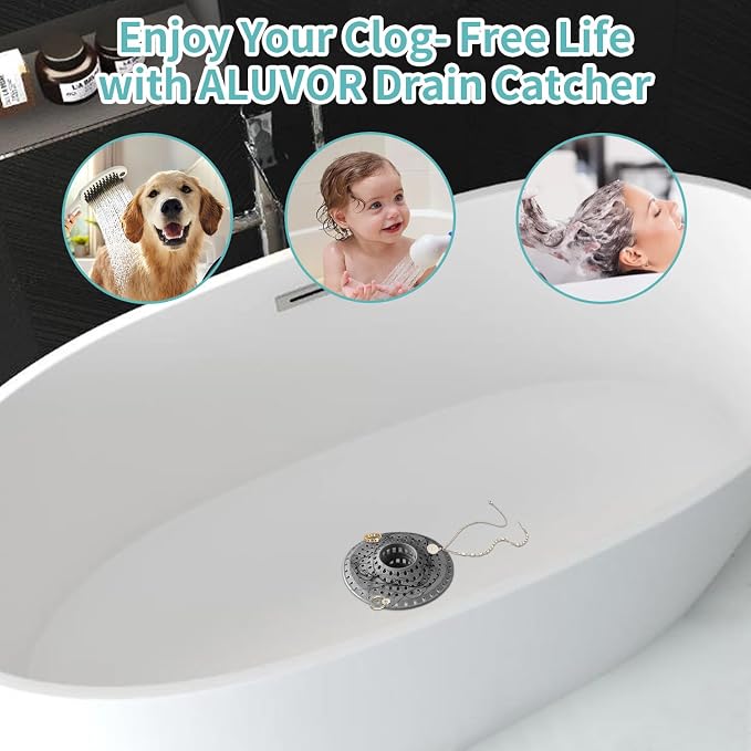 Bathtub Drain Hair Catcher, Silicone Tub Hair Catcher Drain Protector, - Image 3