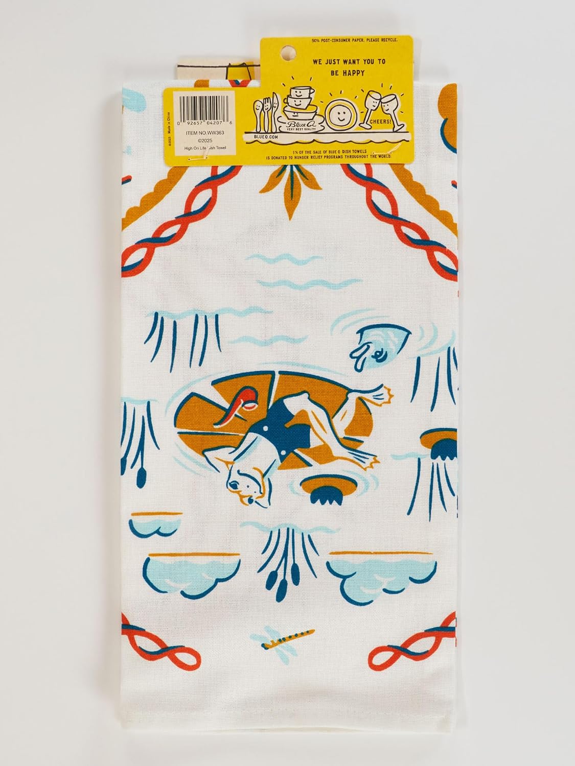 Blue Q High on Life, and Possibly Weed Dish Towel - Funny Kitchen Towels, 100% Cotton, Durable, Soft & Super Absorbent, Machine Washable, Screen-Printed, Vibrant Colors, Gift Ideas, Size 28" x 21"