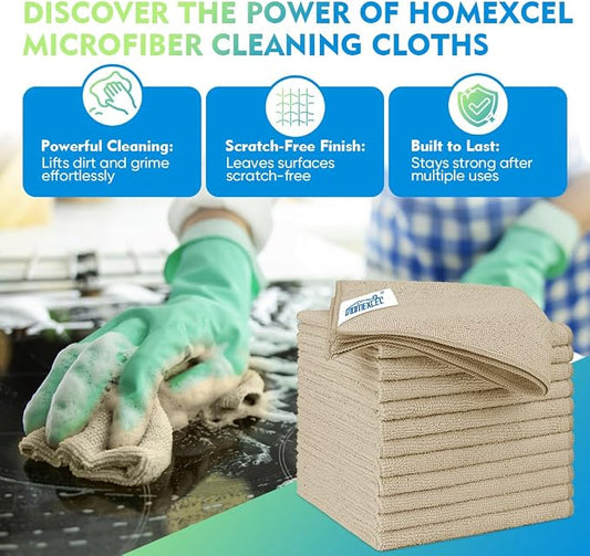 HOMEXCEL Brown Microfiber Cleaning Cloth 12 Pack, 12.5 x 12.5 inch Microfiber - Image 2