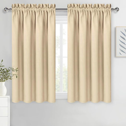 DWCN Beige Blackout Curtains for Bedroom – Rod Pocket Thermal Insulated Energy by DWCN