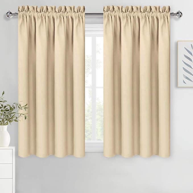 DWCN Beige Blackout Curtains for Bedroom – Rod Pocket Thermal Insulated Energy by DWCN