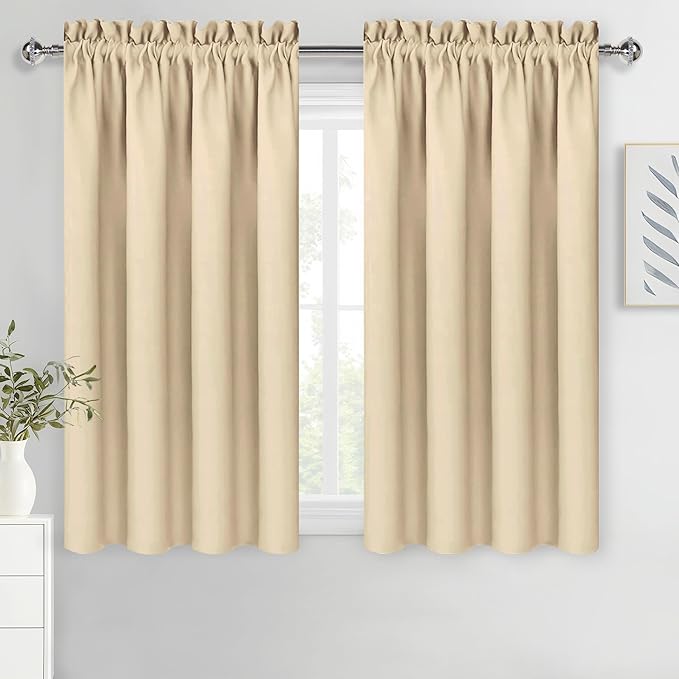 DWCN Beige Blackout Curtains for Bedroom – Rod Pocket Thermal Insulated Energy by DWCN