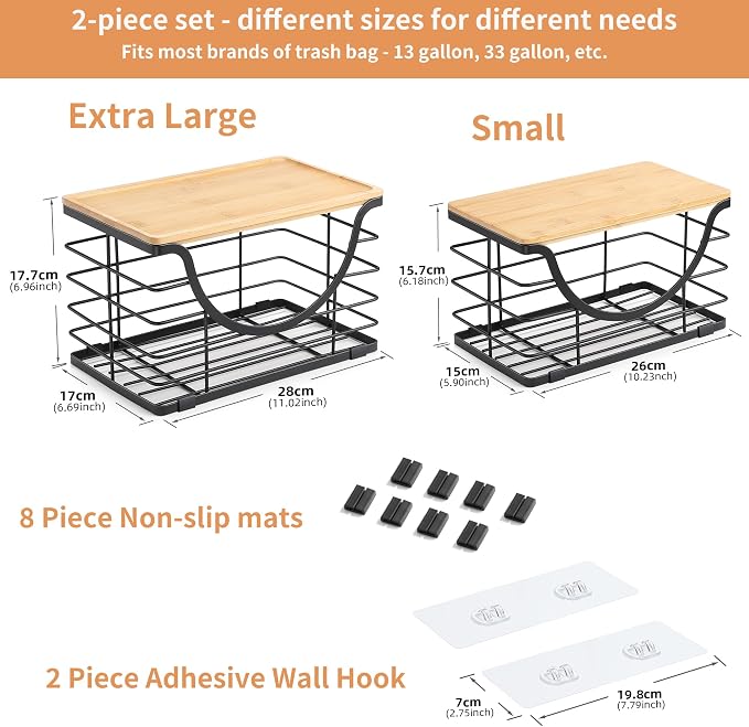 Extra Large Trash Bag Holder Under Sink 2 Pack Stackable Kitchen Storage - Image 6
