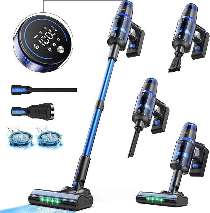 V25 Cordless Vacuum Cleaner, 680W 60Kpa Powerful Stick Vacuum by BonePone