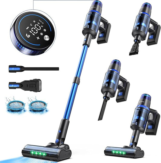 V25 Cordless Vacuum Cleaner, 680W 60Kpa Powerful Stick Vacuum by BonePone