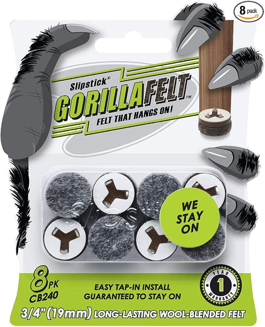 GorillaFelt CB240 Chair Leg Floor Protectors/Felt Glides Tap On Felt Furniture by Slipstick