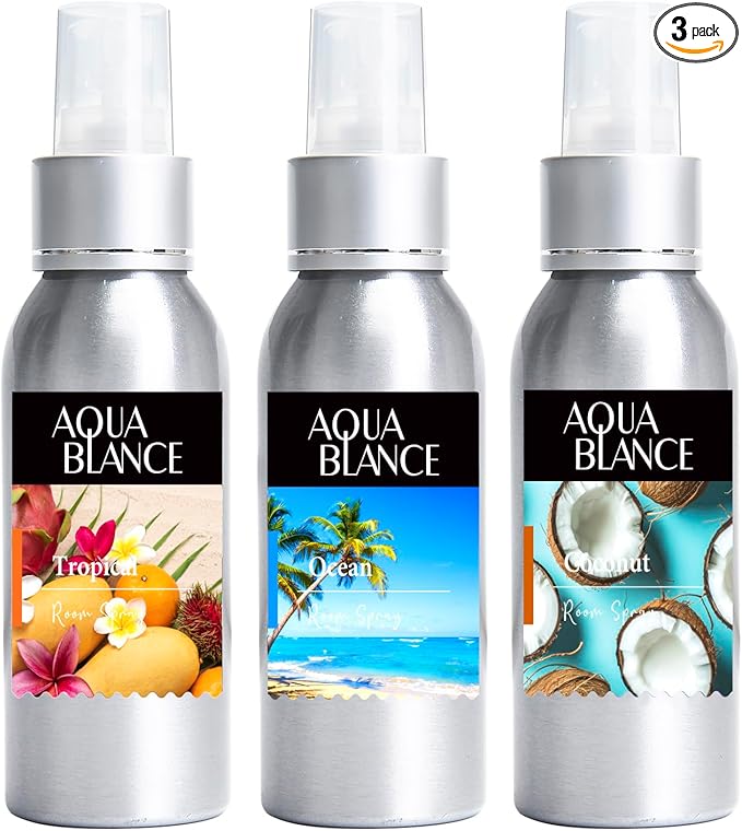 Fragrant Room Spray, 3 x 3.4 fl oz, Air Fresheners Odor Eliminator by AQUABLANCE