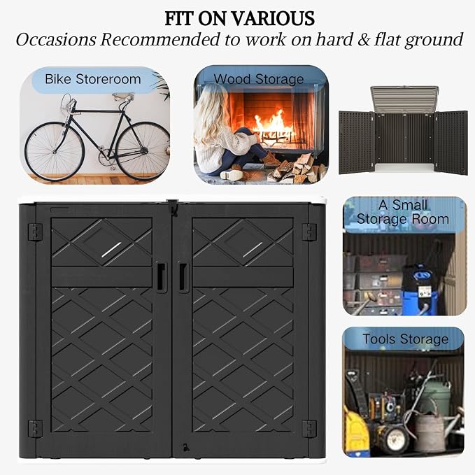 ZZM Large Outdoor Storage Shed, 48 Cu Ft Resin Versatile Storage Cabinet - Image 8