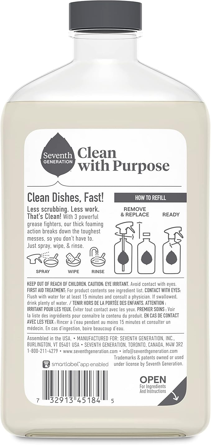 Seventh Generation Foaming Dish Spray, Honey Crisp Apple 16 Fl Oz, Refill Pack - Image 2
