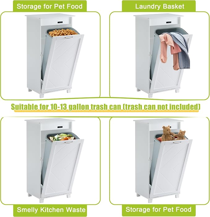 VECELO Tilt Out Kitchen Trash Bin Cabinet, Dog Proof Garbage Can - Image 5