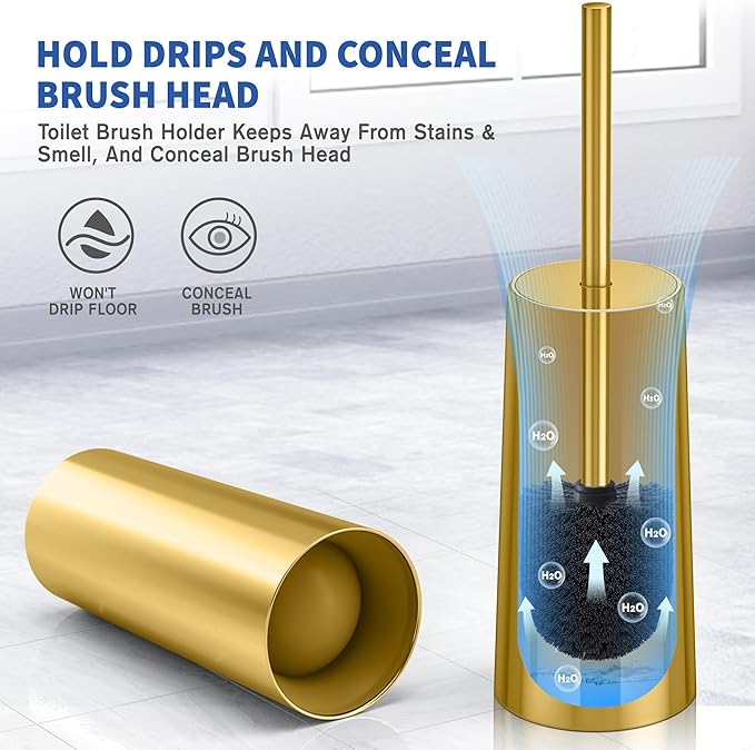 Toilet Brush and Holder, 2 Pack Toilet Brush Stainless Steel, Toilet Bowl Brush - Image 5