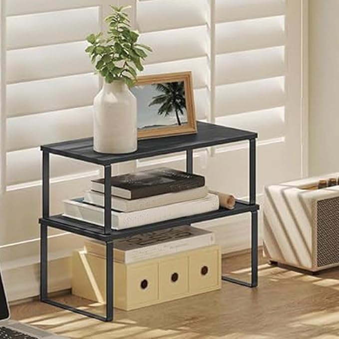 Cabinet Organizer Shelf, Kitchen Counter Storage, 2-Piece Set, Stackable Spice - Image 2