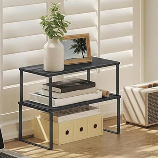 Cabinet Organizer Shelf, Kitchen Counter Storage, 2-Piece Set, Stackable Spice - Image 2