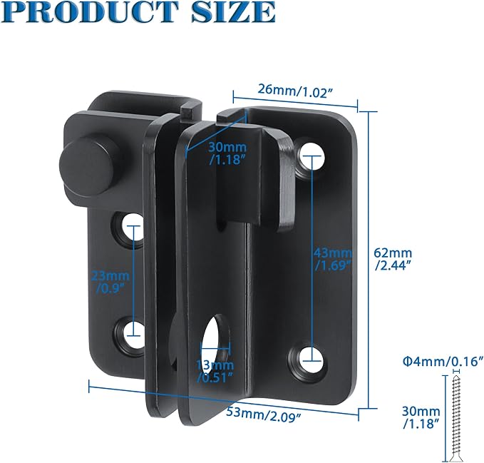 Alise Flip Latch, Gate Latches Slide Bolt Latch Safety Door Lock Catch - Image 2