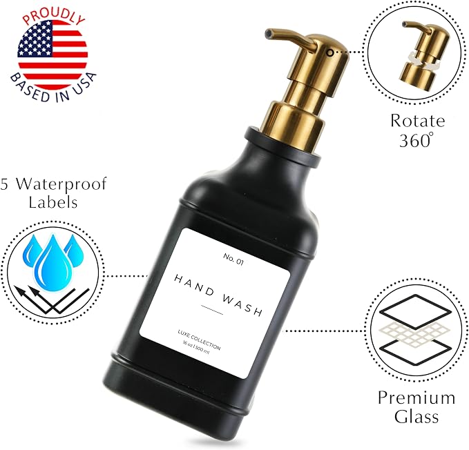 Emerson Essentials Soap Dispenser, Dish Soap Dispenser, Soap Bottle Bathroom Set - Image 4