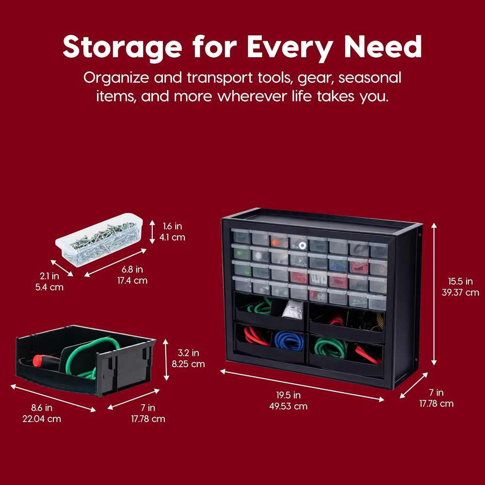 IRIS USA 32-Drawer Organizer with 4 Bins and Dividers, Garage Tool, Black
