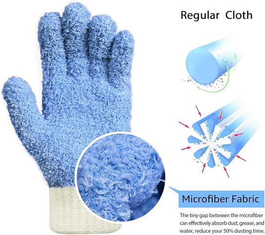 MIG4U 3 Pairs Microfiber Dusting Gloves, House Cleaning Glove - Image 2