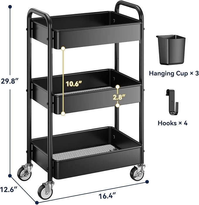 YASONIC 3 Tier Rolling Cart - Image 6