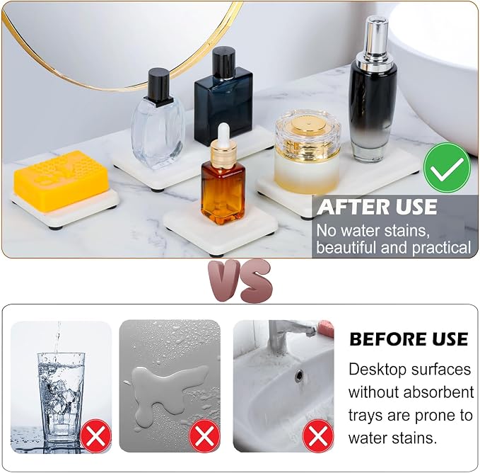 6PCS Stone Drying Tray for Bathroom Counter, Fast Drying Diatomite Stone Sink - Image 5