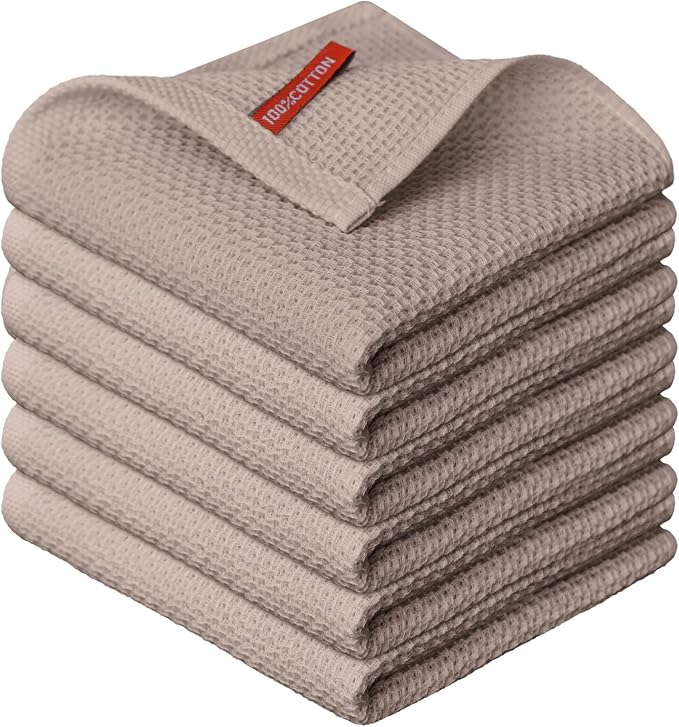 Artoid Mode 100% Cotton Brown Waffle Weave Kitchen Dish Cloths, 12x12 Inch by ArtoidMode