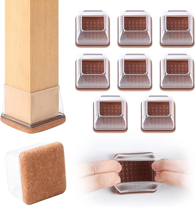 Ezprotekt 8 Pcs Extra Large Square Chair Leg Floor Protectors, Silicone Felt by VisittheEzprotekt