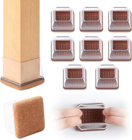 Ezprotekt 8 Pcs Extra Large Square Chair Leg Floor Protectors, Silicone Felt by VisittheEzprotekt