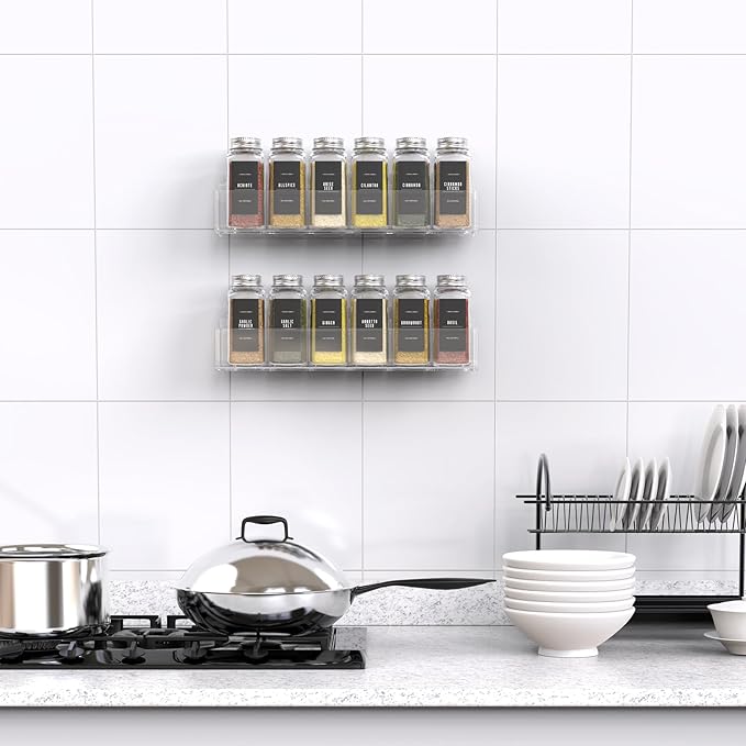 PMMASTO Adhesive Acrylic Spice Rack Organizer - Image 6