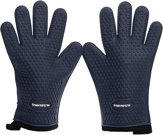 KITCHEN PERFECTION XL Silicone Smoker Oven Gloves-Extreme Heat Resistant BBQ by Kitchenperfection