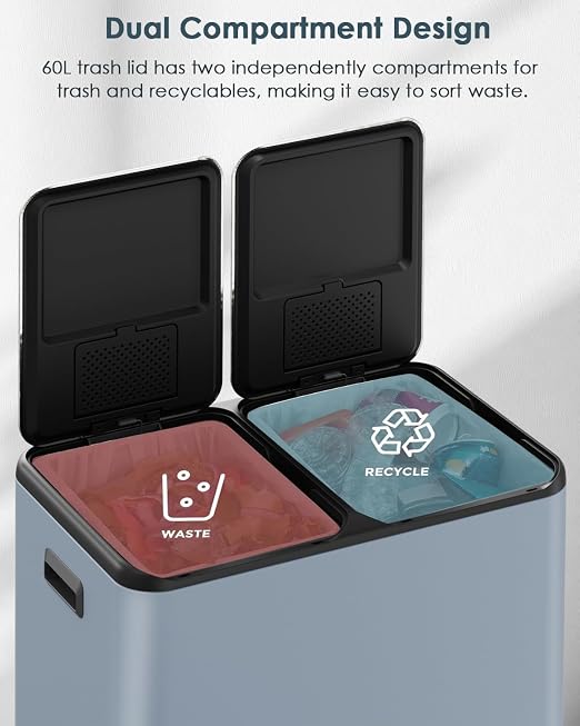 Arlopu 16Gal Dual Trash Can w/2 Built-in Box - Image 5