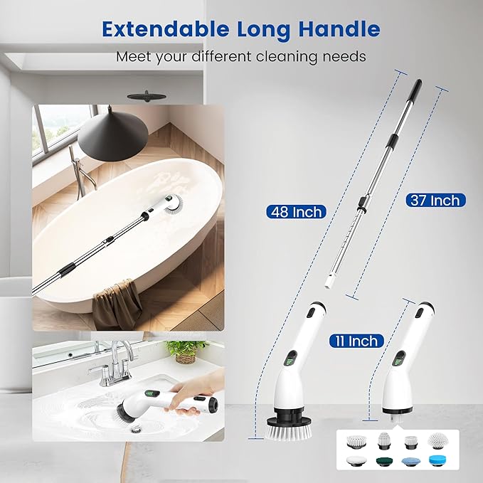 Electric Spin Scrubber, Full-Body IPX7 Waterproof Cordless Shower Scrubber - Image 5