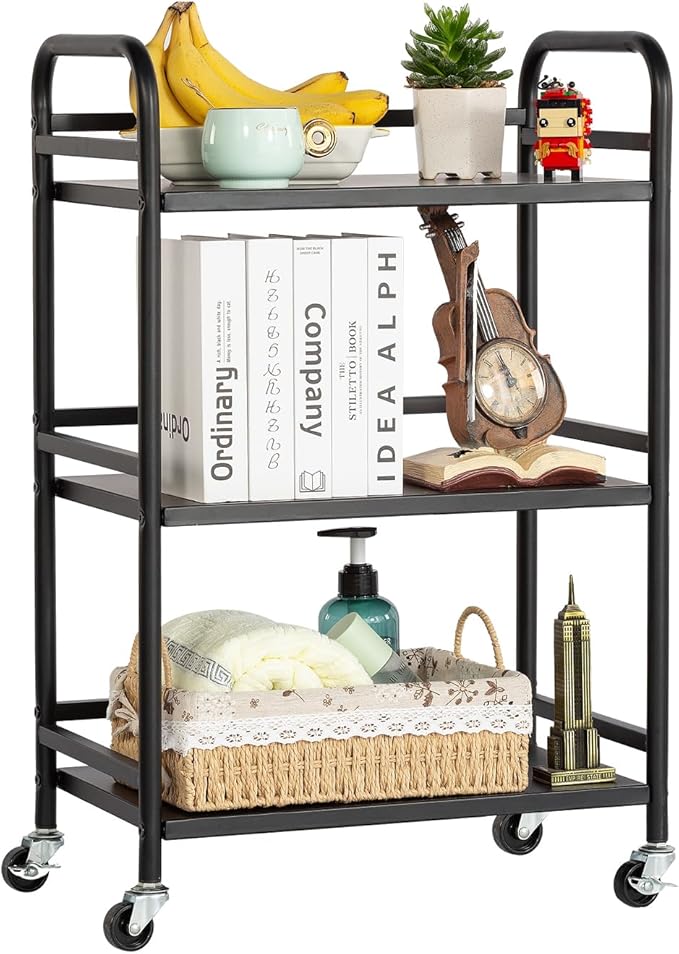 HDANI 3 Tier Rolling Cart Shelves, Heavy Duty Multifunctional Metal by HDANI