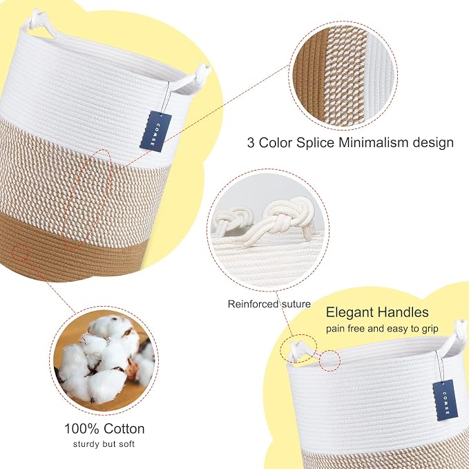 COMSE Extra Large Blanket Basket, Tall Woven Storage Basket, Nursery Hamper - Image 4