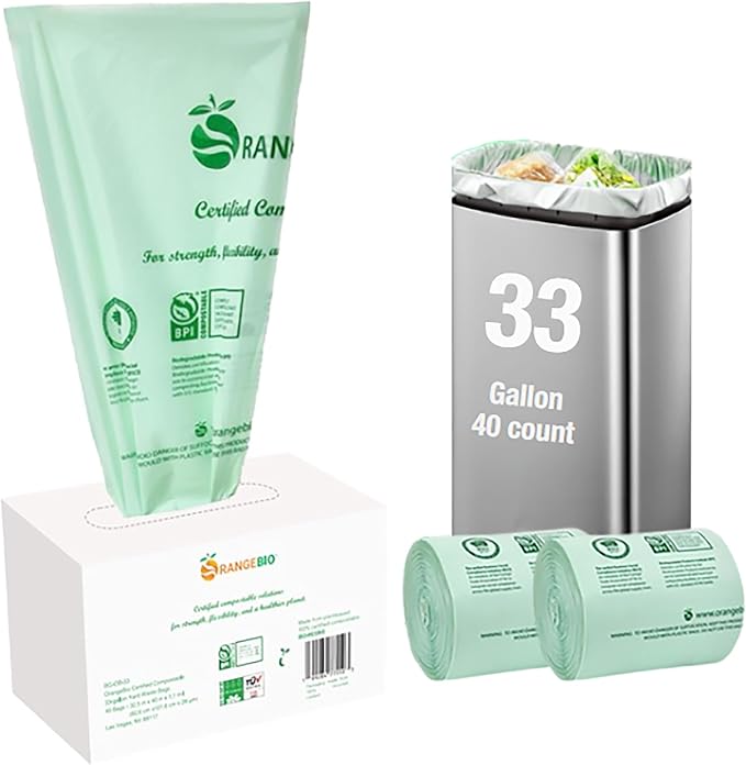 OrangeBio 33 Gallon Home Compostable Yard Waste Bags, 1.1 Mil, Lawn & Leaf Bags - Image 7