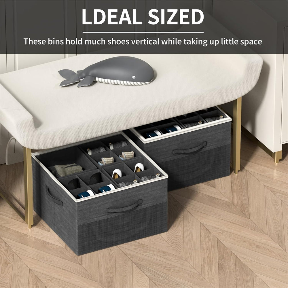 Aokeyee Shoe Organizer for Closet,2 Pack Foldable Shoe Storage Organizer Box ...