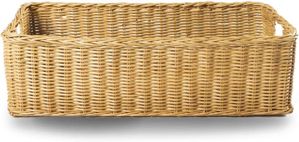 The Basket Lady Long Low Wicker Basket, XL, Sandstone