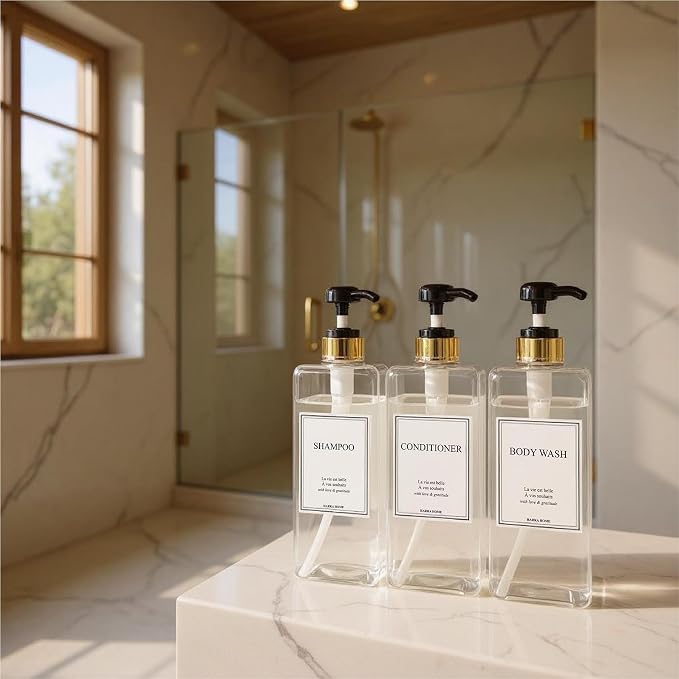 Modern Gold Design Large 27 oz Shampoo and Conditioner Dispensers - Image 7
