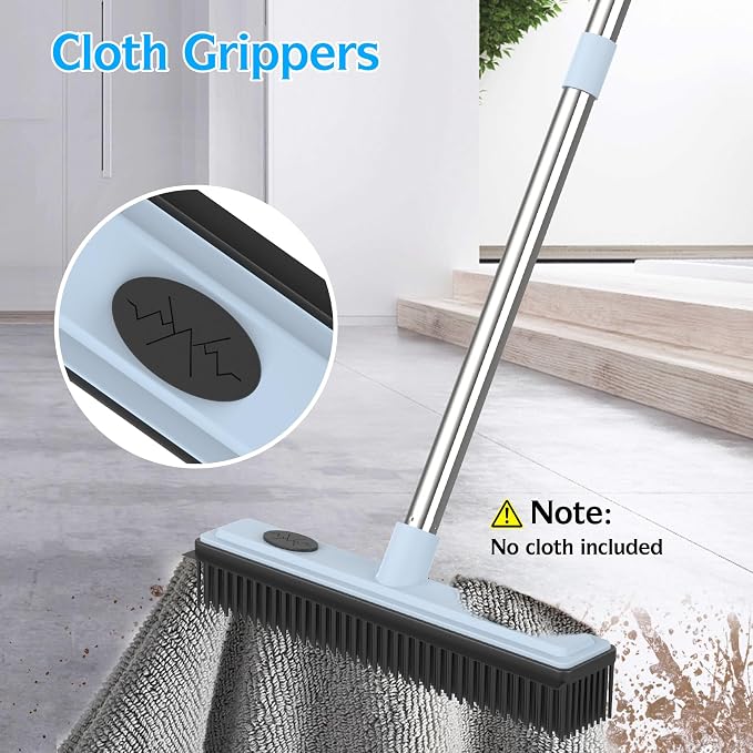 Rubber Broom Carpet Rake for Pet Hair Removal, Fur Remover Broom - Image 7