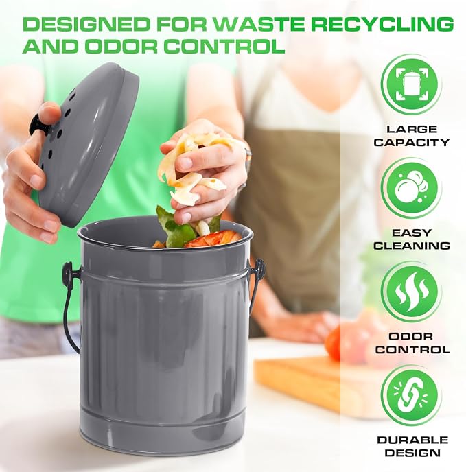 Plexon Countertop Compost Bin Kitchen - Image 3
