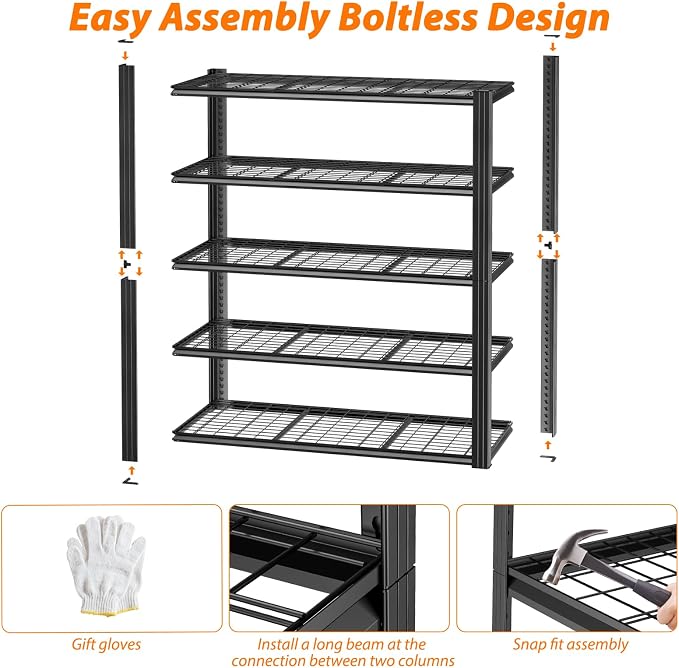 ROOMTEC 60" W Garage Shelving Heavy Duty, 33000LBS Storage Shelves, 5-Tier - Image 9