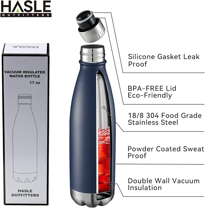 HASLE OUTFITTERS 17oz Stainless Steel Water Bottles, Vacuum Insulated Water - Image 2